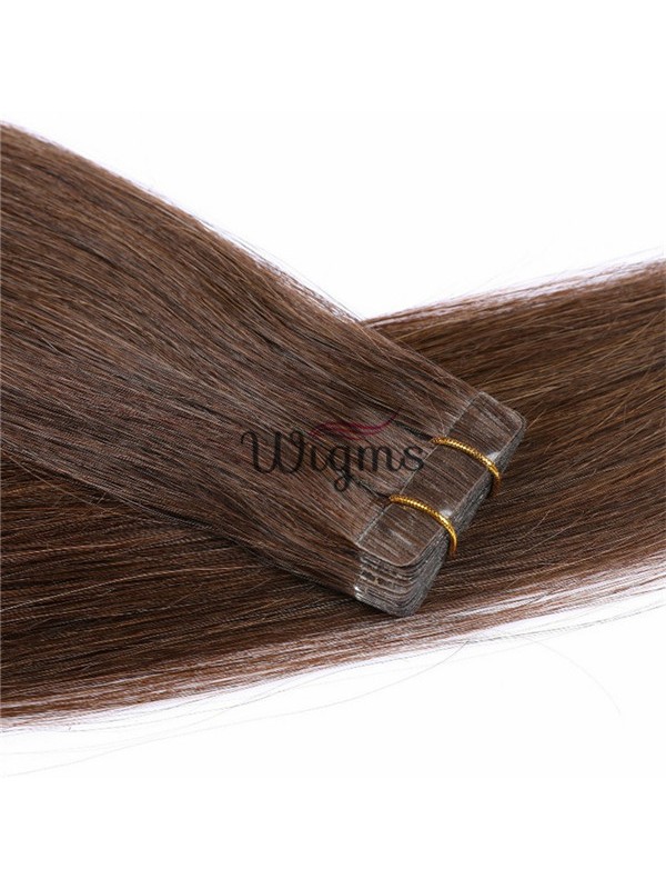 Marron Longue Tout Droit Brins De Cheveux En PU