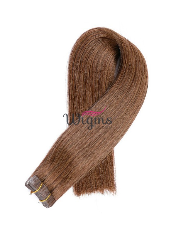 Marron Longue Tout Droit Brins De Cheveux En PU