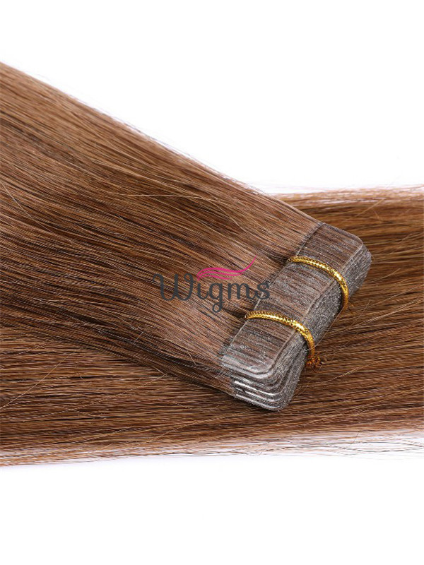 Marron Longue Tout Droit Brins De Cheveux En PU