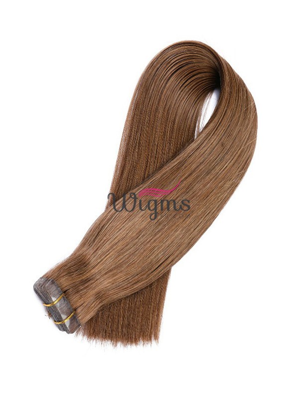 Marron Longue Tout Droit Brins De Cheveux En PU