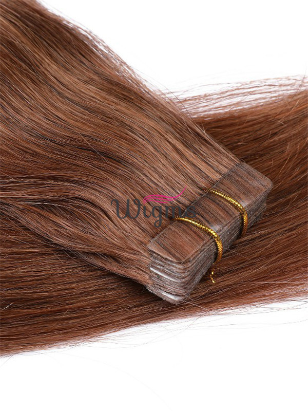 Marron Longue Tout Droit Brins De Cheveux En PU