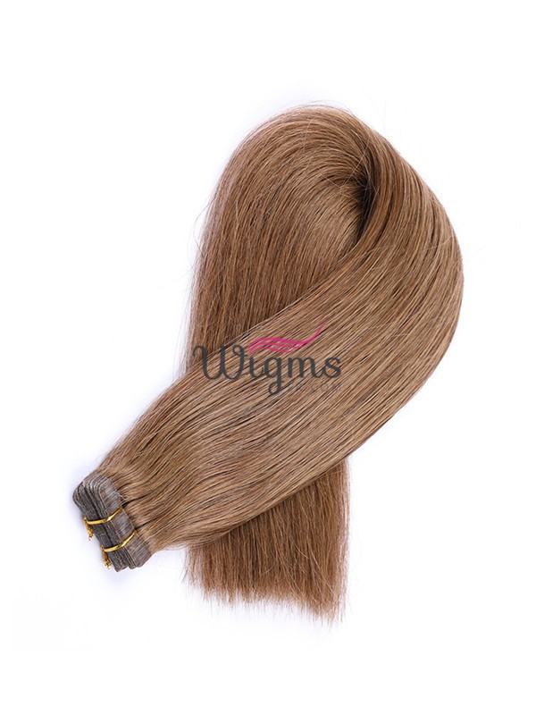 Marron Longue Tout Droit Brins De Cheveux En PU