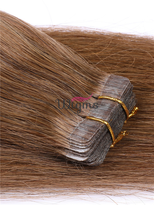 Marron Longue Tout Droit Brins De Cheveux En PU