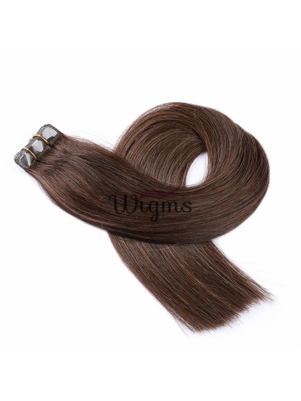 Marron Longue Tout Droit Brins De Cheveux En PU