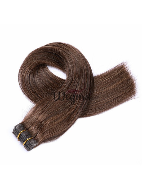 Marron Longue Tout Droit Brins De Cheveux En PU