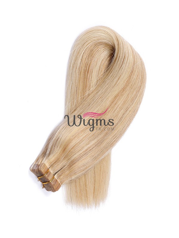 Blond Longue Tout Droit Brins De Cheveux En PU