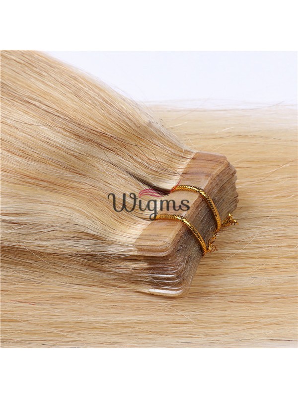 Blond Longue Tout Droit Brins De Cheveux En PU