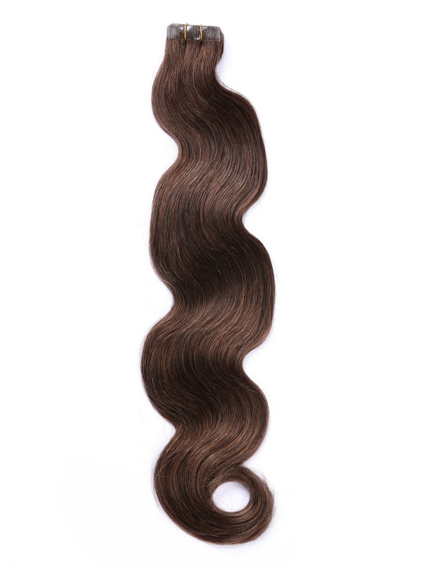 Marron Longue Ondulée Brins De Cheveux En PU