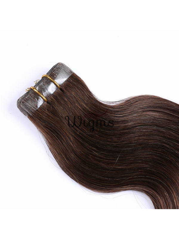 Marron Longue Ondulée Brins De Cheveux En PU