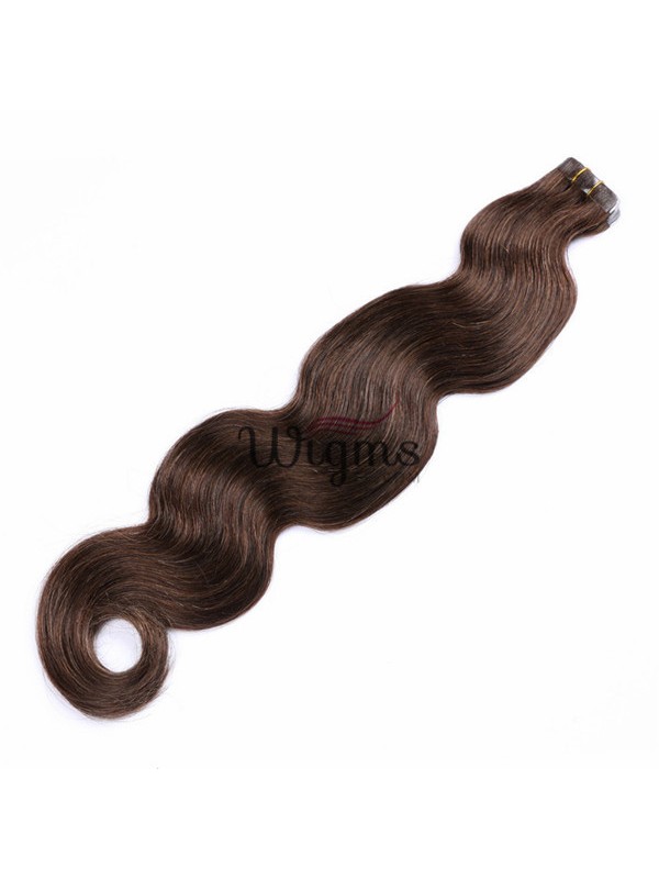 Marron Longue Ondulée Brins De Cheveux En PU