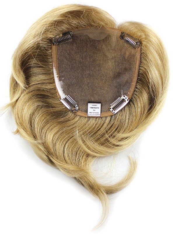 5"x5.75" Blond Tout Droit 100% Cheveux Naturels Remy Mono Moyenne Toupet