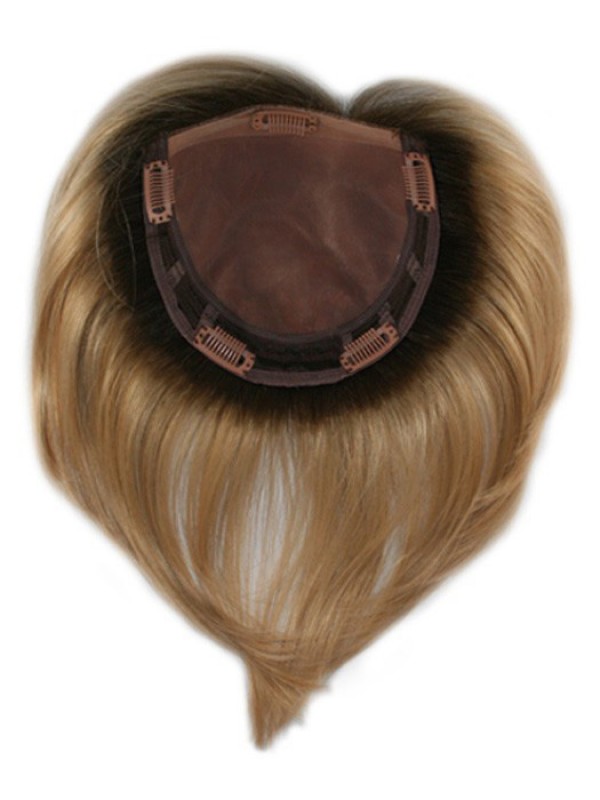 5"x5.75" Tout Droit Marron 100% Cheveux Naturels Remy Mono Toupet