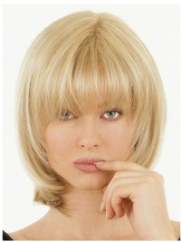 5"x5" Courte Tout Droit Blond 100% Cheveux Naturels Remy Mono Toupet
