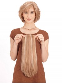 5"x5" Blond Longue 100% Cheveux Naturels Remy Toupet