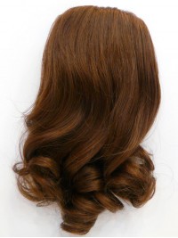 6.5"x9" Ondulée Marron 100% Cheveux Naturels Remy Toupet